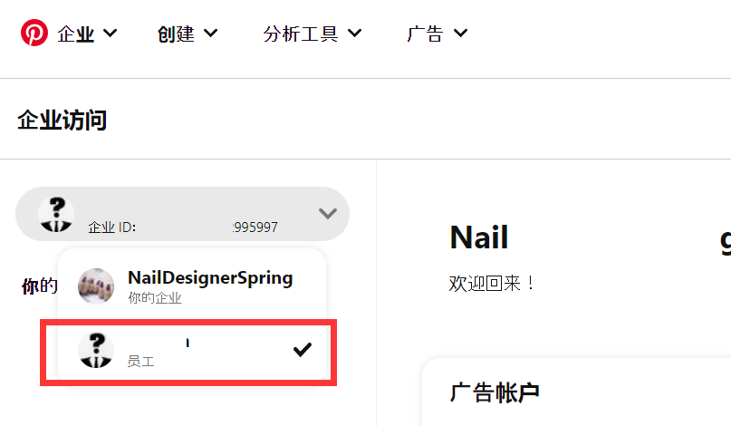 Pinterest企业访问设置